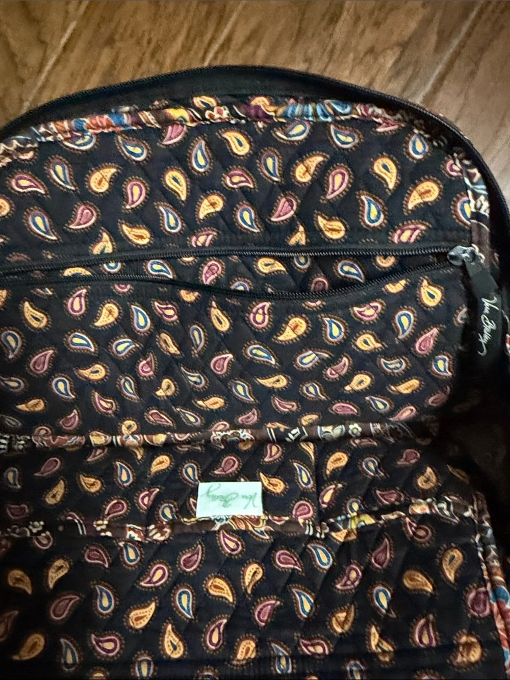 Vera Bradley Black Paisley Quilted Handbag with Multicolor Floral Print